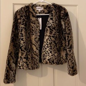 BB Dakota Faux Fur Leopard Cropped Jacket